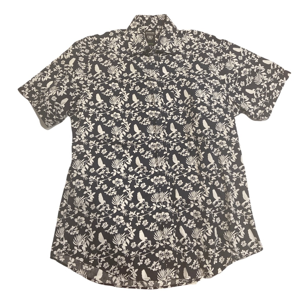 Dunmore Navy Floral Print Button Up Dress Shirt